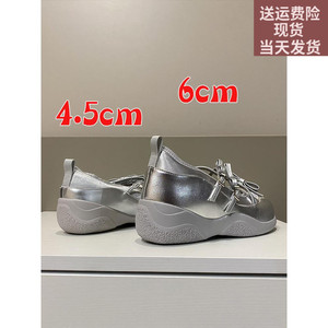 牛皮版~董洁同款玛丽珍鞋女小个子内增高银河芭蕾舞鞋蝴蝶结单鞋