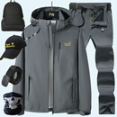 套装 户外冲锋衣男三合一可拆卸秋冬季 加绒加厚登山服防风防水衣裤