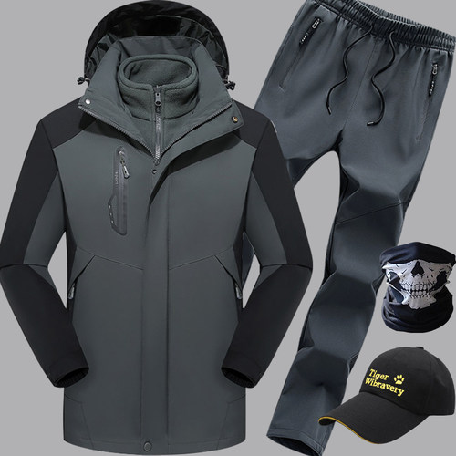 可拆卸防水衣裤加绒加厚登山服