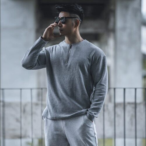 美式半拉炼华夫格纯色长