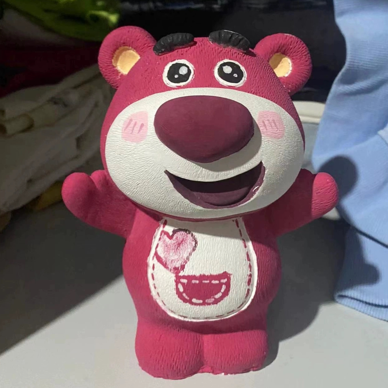 草莓熊香薰3d石膏娃娃白坯手工涂鸦画画diy上色儿童玩具白模收工