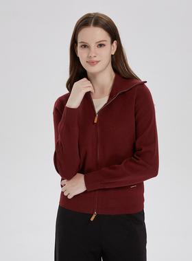 Polovillae/保罗威特假两件高领针织开衫上衣女秋季百搭长袖外套