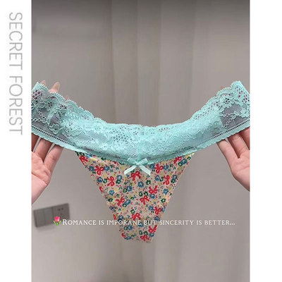 古早美女*碎花纯欲风辣妹印花内裤女无痕御姐风丁字三角裤