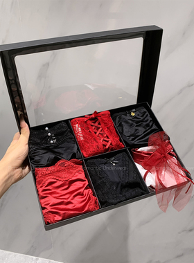 《红红火火》红色内裤本命红*法式蕾丝网纱内裤女底裤套组