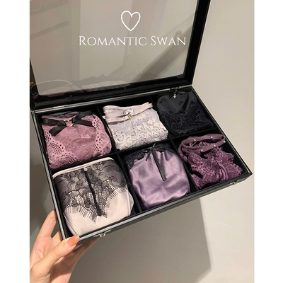 「御感紫雾」法式轻奢高级御姐性感蕾丝女士内裤低腰三角裤6条装