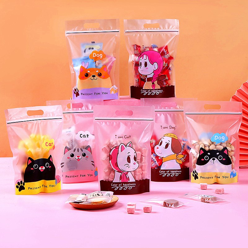 雪花酥包装袋棒棒糖饼干烘焙自立自封袋卡通可爱手提牛轧糖袋子