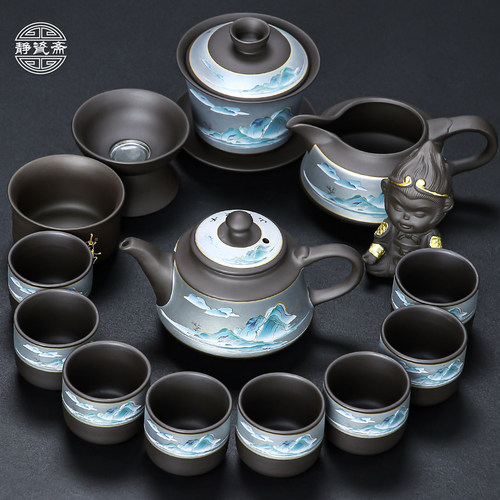 紫砂功夫茶具泡茶壶三才盖碗套组