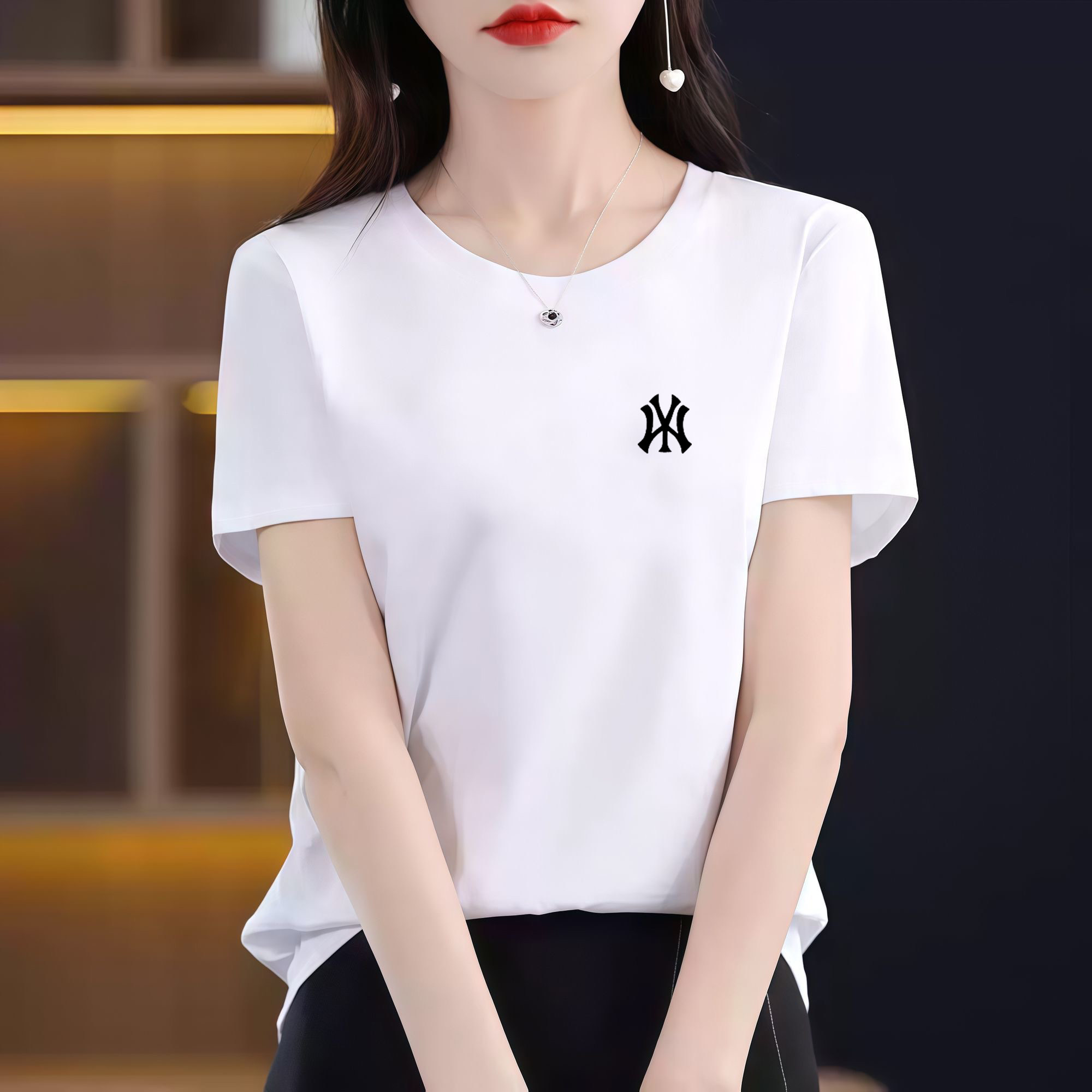 欧洲站纯棉短袖t恤女2025夏季新款时尚百搭半袖宽松显瘦打底衫