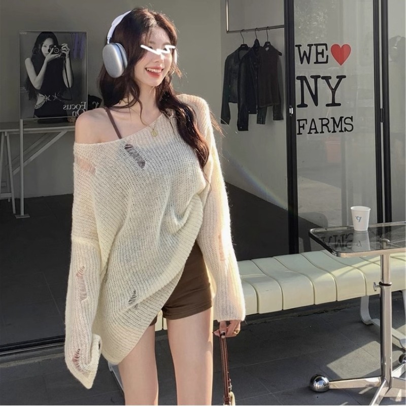 辣妹镂空薄款宽松防晒罩衫女夏季新款慵懒风高级感微透针织上衣潮,女装/女士精品,毛针织衫,淘宝优惠券,粉丝福利购,淘宝优惠卷