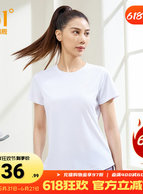361度运动t恤女速干透气2026夏季新款361跑步健身圆领白色短袖