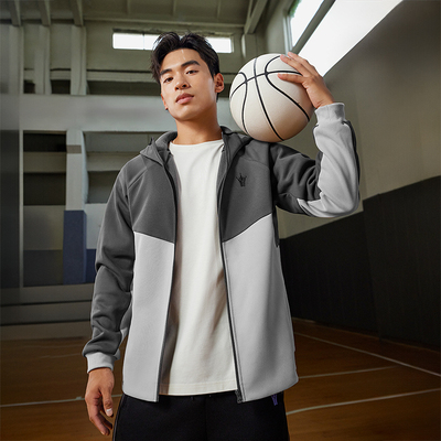 361外套约基奇冬季连帽开襟绒里卫衣男士长袖宽松舒适运动夹克