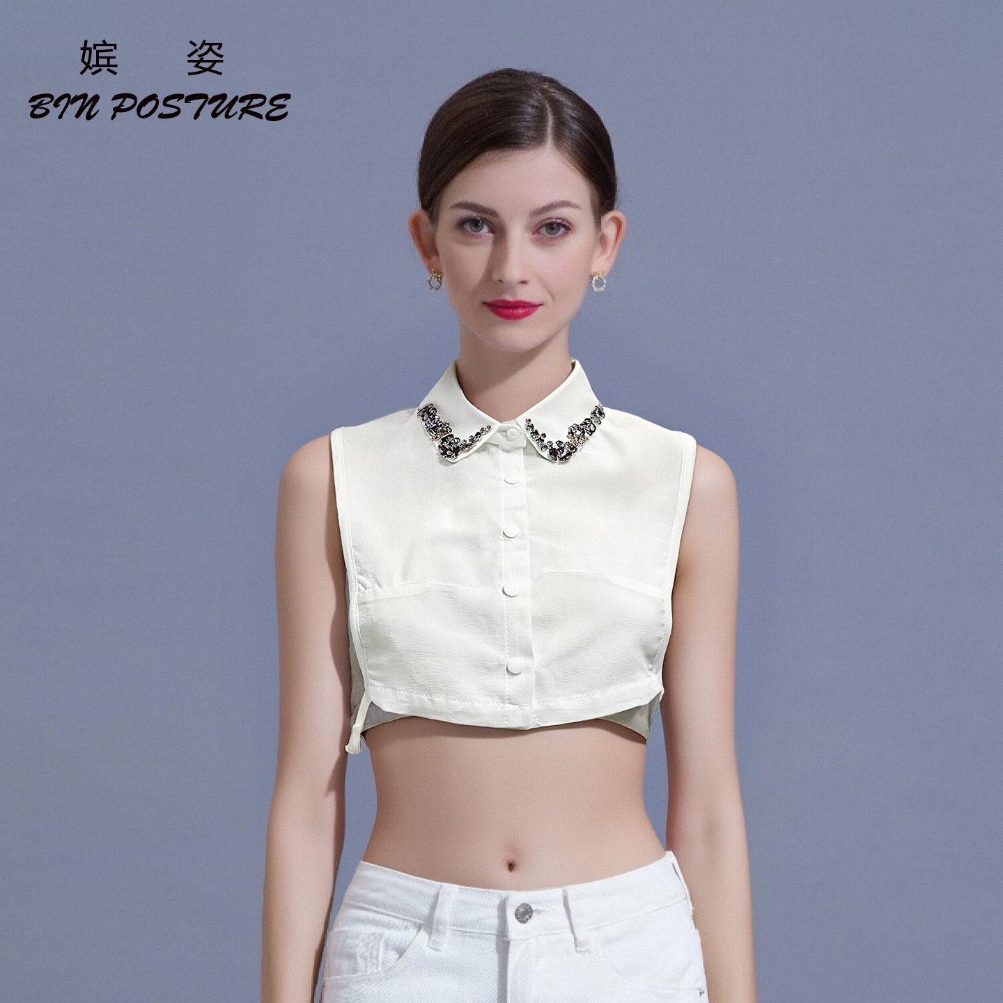 钉珠衬衫领假领子女百搭假领装饰