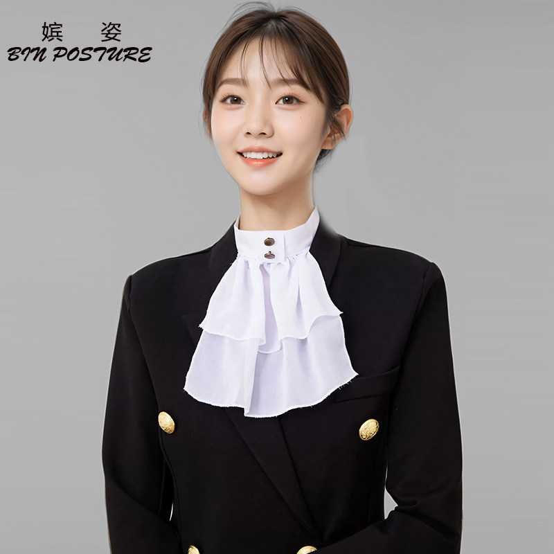 雪纺假领子女百搭假领薄款宫廷领结洛可可双层脖套春秋季围脖装饰