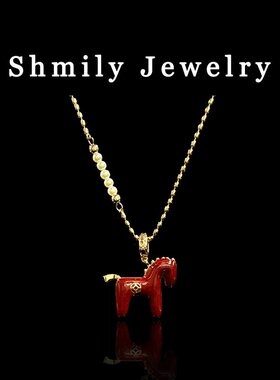 镀k金多福小马双面戴项链礼盒