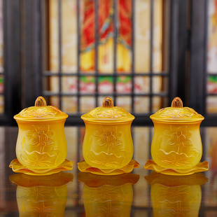 琉璃供水杯供水杯圣水杯供奉佛堂财神莲花敬神大悲水净水供杯贡杯