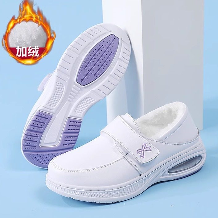 新款护士鞋加棉软底透气不累脚冬鞋女款加绒医院专用工作棉鞋白色