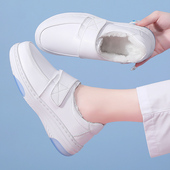 加绒软底不累脚保暖棉鞋 医院专用护士鞋 冬季 加厚女透气小白色防滑