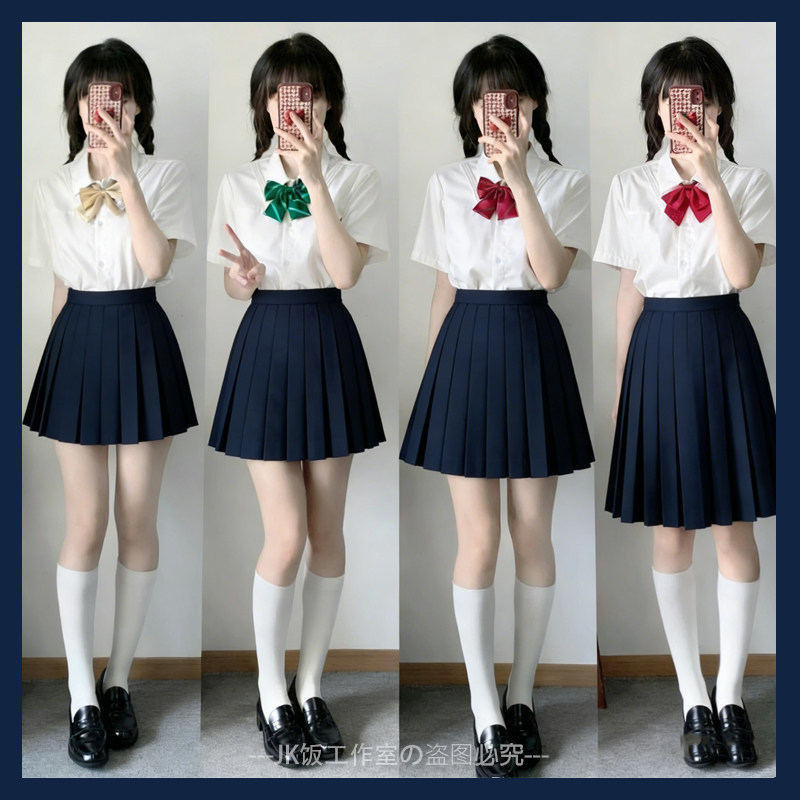 正版jk制服裙短裙黑色绀色灰色学生裙毕业班服中长裙樱花家百褶裙