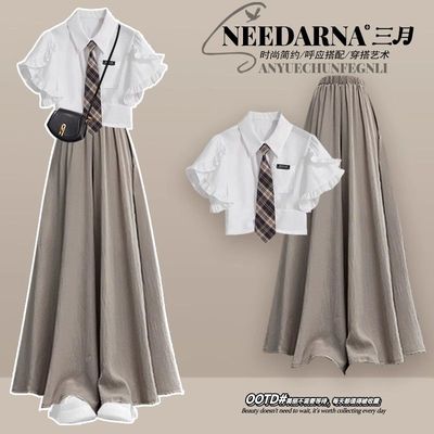 学院风衬衫裙子女夏季韩系