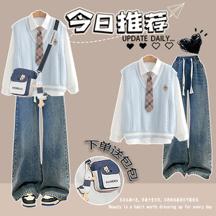 初中生春装女2026新学院风套装青少年女装大童高中学生一整套穿搭