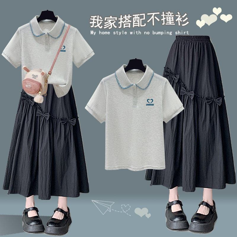 少女生高中生森系连衣裙休闲夏季过膝裙子初中学生时尚女孩套装裙