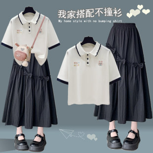 少女初夏巨好看套装裙夏天套装裙初中高中学生时尚女孩休闲长裙子