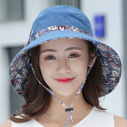 帽子女夏天太阳帽韩版遮阳帽防紫外线出游户外防晒大沿沙滩帽布帽 - 封面