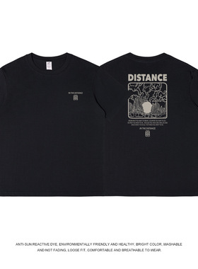 2023夏季新款国潮印花短袖T恤男复古潮流纯棉学生半袖宽松打底衫