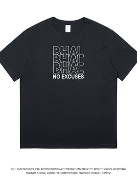 夏季高街男潮牌t恤短袖百搭针织纯棉日系高级感圆领印花情侣半袖