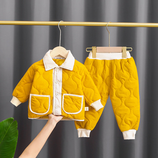 冬装 洋气2022新款 男童套装 童装 宝宝秋冬轻薄棉衣婴儿童小孩两件套
