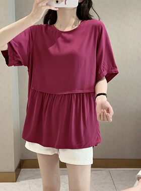 薄款棉绸女家居服半袖