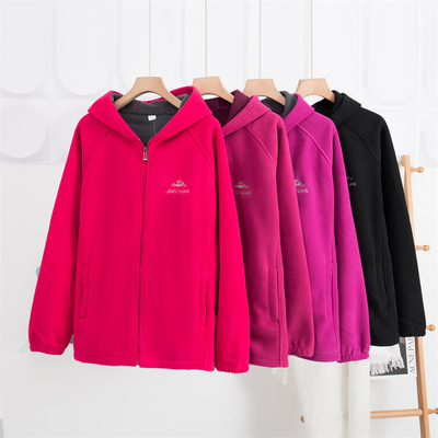 厚宽松摇粒绒运动连帽女装