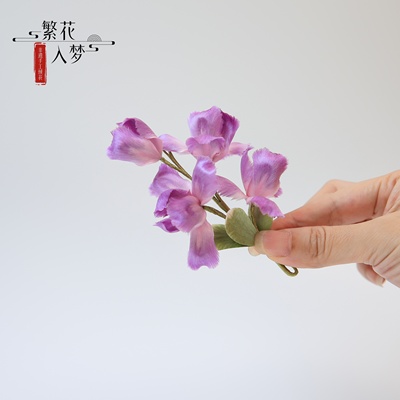 非遗绒花胸针紫鸢尾花胸花别针