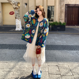 新品现货！蓝色韩系花朵针织上衣+半裙两件套8621-P175控288，女装套装/套裙，依依服饰