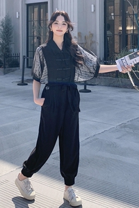 新中式女装国风连体裤女夏2025年新款气质减龄高级感连身衣裤图片