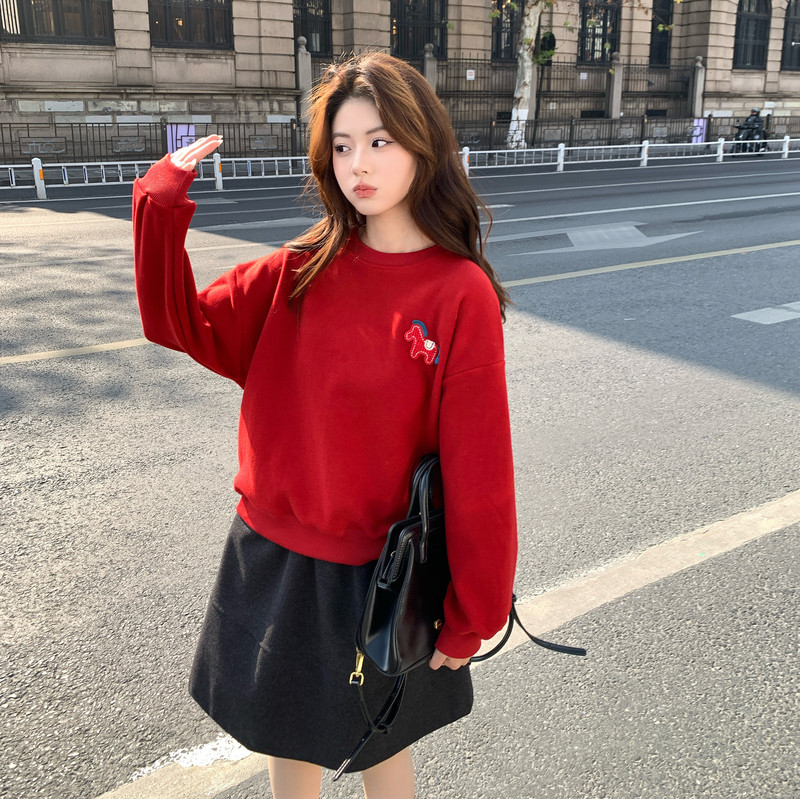 【现货】韩系百搭减龄小马卫衣8605-P125控208（上衣）,女装卫衣/绒衫,依依服饰