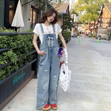 【现货】蝴蝶结烫钻牛仔背带裤001-8035-P145控218，女装牛仔裤，依依服饰