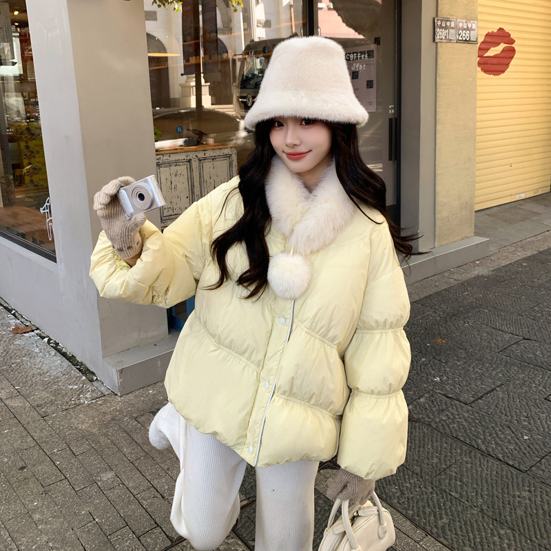 【新品现货】奶呼呼泡芙真狐狸毛领90绒羽绒服B001-M208P335控468,商品下架区,依依服饰