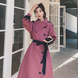 现货！2022秋季特色大翻领拼色风衣821-P145控198，女装风衣，依依服饰