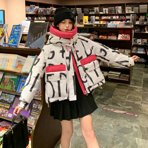 现货！设计感潮牌字母涂鸦羽绒服 M135 P 275控398图片