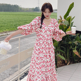 新品主推现货！韩系少女可盐可甜碎花泡泡袖连衣裙2338-P115控168，女装连衣裙，依依服饰