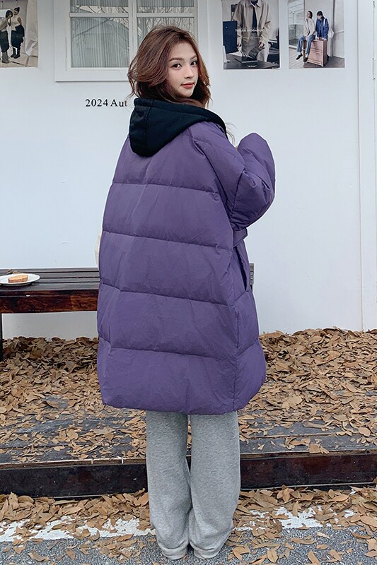 【图大货】韩版宽松假两件连帽羽绒服M132P265控388,女装羽绒服,依依服饰