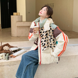 【新品现货】牛仔拼接针织条纹撞色羽绒服B001-M220-P320控458，女装羽绒服，依依服饰