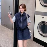 ootd穿搭休闲运动套装女夏2025超火好看减龄松弛感马甲短裙三件套，女装套装/套裙，依依服饰