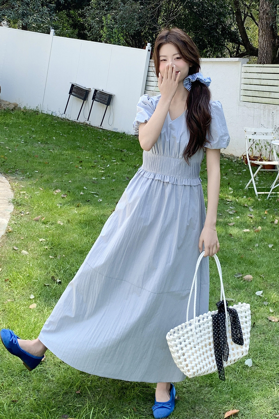 【大货】法式弹力褶皱泡泡小心机连衣裙2C521-8713P135控218,女装连衣裙,依依服饰