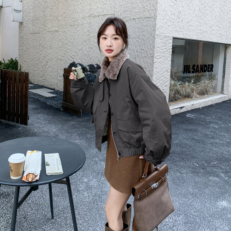 【新品现货】羊羔毛领派克90新标羽绒服B001-M212-P355控498,女装羽绒服,依依服饰