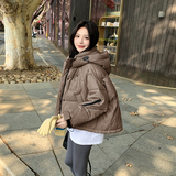 【图大货】冬季百搭时尚连帽加厚羽绒服M131-P215控328，女装羽绒服，依依服饰