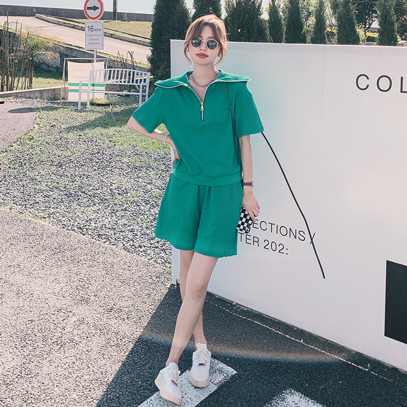 现货！新面料纯色翻领海军领两件套2232P105控158有买家秀，女装套装/套裙，依依服饰