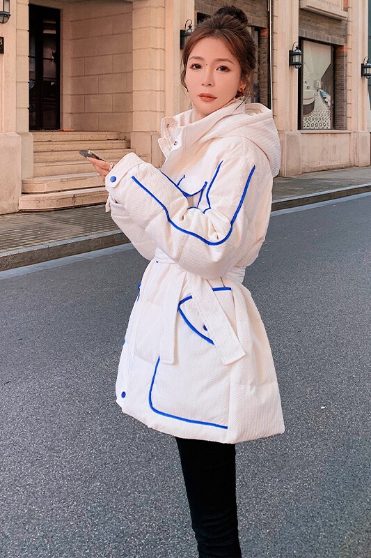 2021新款工艺面料小个子包边连帽服M62-P165控248,女装棉衣/棉服,依依服饰