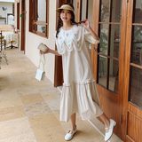 【图现货】甜妹休闲刺绣大花边翻领拼接连衣裙2325-P120控178，女装连衣裙，依依服饰